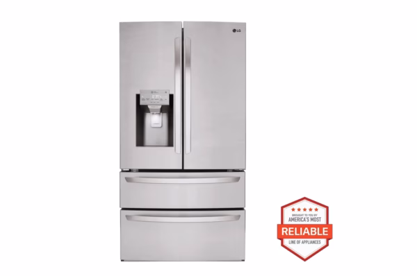 LG 28 cu. ft. 4-Door French Door, Standard Depth, Ice & Water, Double Freezer, Stainless Steel LMXS28626S