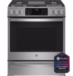 GE Profile GE Profile(TM) 30" Smart Slide-In Front-Control Gas Fingerprint Resistant Range with No Preheat Air Fry PGS930YPFS